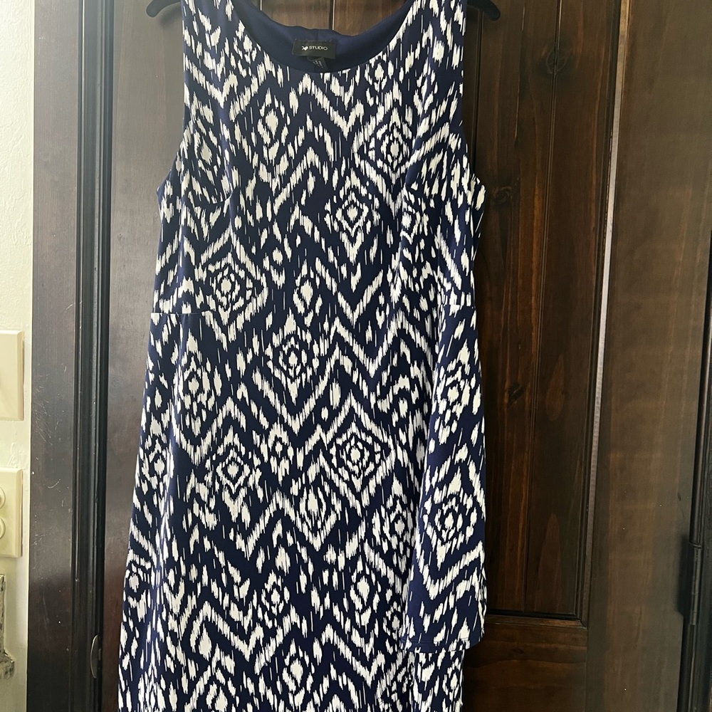Navy and White Sleeveless Dress